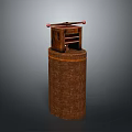 Vintage Hand Cranked Device with Brown Woven Cylinder and Red Handles