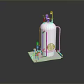 Industrial Large Tank Equipment With Colored Pipes Valves And Control Panel Base