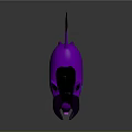 Purple Cartoon Creature with Black Ears Spiky Tail Blue Cross Mark Cute Fantasy Design