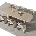 Modern Minimalist Tea Table And Chairs In Light Beige With Vase Dried Flowers Decorative Bowl