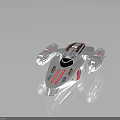 Futuristic Silver Spaceship With Red Stripes And Aerodynamic Design For Space Travel