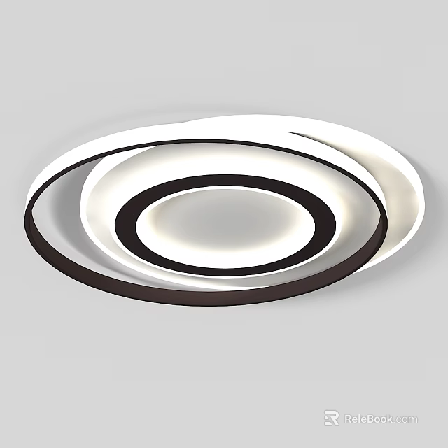 Modern Circular Ring Ceiling Light with Black and White Sleek Design for Home Interior Lighting 3d model 