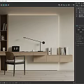 Modern Desk and Chair Desk and Chair Combination Table Lamp Bookshelf 3d model