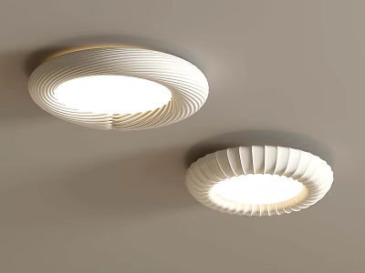 Modern White Ceiling Lamps With Ribbed Design For Interior Lighting Decor 3d model
