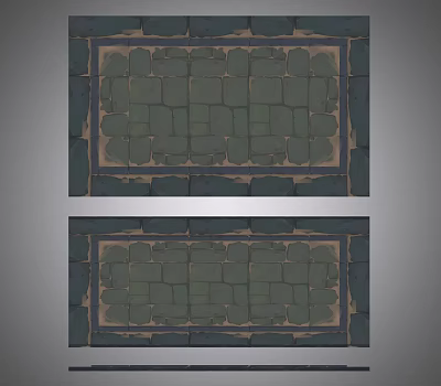Patterned Dark Green Stone Floor With Intricate Border And Rustic Design 3d model