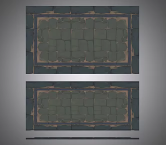 Three-Shading Two-Floor Tile Stone Tile Antique Slab Square Continuous Hand-Painted Style 3d model