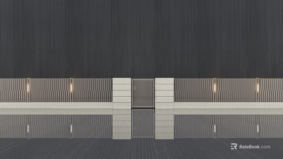 Modern Feature Wall Design With Vertical Lines And Embedded Lighting Reflection 3d model