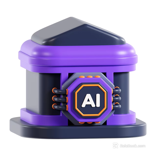 Purple And Black AI Device With Octagonal Logo And Futuristic Design Elements 3d model