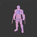 Futuristic Blue Mech Armor With Metallic Plates And Mechanical Arms