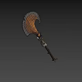 Rustic Axe With Metal Blade And Wooden Handle Leaning Against Stone Wall