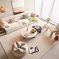 Modern Sofa Coffee Table Combination Double Sofa Single Chair 3d model