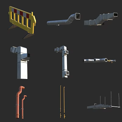 Various Types of Fire Equipment Including Pipes Barriers and Metal Structures 3d model Various Types of Fire Equipment Including Pipes Barriers and Metal Structures 3d model