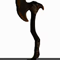 Fantasy Battle Axe With Wooden Handle Green Vines Orange Blade And Wrapped Straps