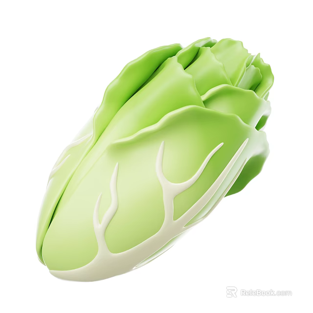 Organic Fresh Green Cabbage with Crisp Leafy Layers and Vibrant Color 3d model 