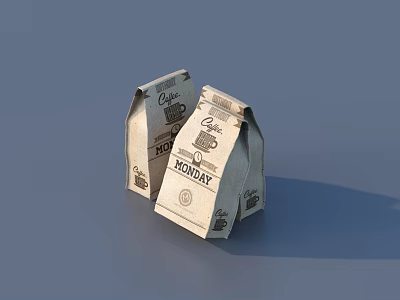 Holiday Themed Coffee Milk Cartons With Café Logo And Paper Packaging 3d model