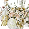Elegant White Vase With Mixed Beige Pink And White Flowers For Home Decor