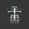 Black And White Marionette Puppet Standing On Blue Purple Gift Box With Strings
