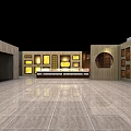 Traditional Chinese Storefront With Red Pillars Black Frames And Yellow Decorative Panels