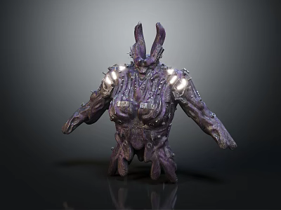 Purple Armor Costume with Intricate Decorative Details and Glowing Accents for Fantasy Character Outfit 3d model
