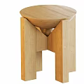 Wooden Side Tables With Unique Geometric Leg Design Round Top And Decorative Books Tray