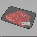 Fresh Raw Meat Displayed on Transparent Plastic Tray With Simple White Label 3d model
