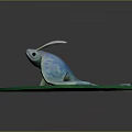Blue And White Mythical Creature With Wings And Long Tail On Green Leaf