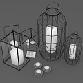 Modern Metal Wire Frame Candle Lanterns in Various Shapes with White Candles