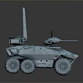 Blue Six Wheeled Armored Vehicle 3D Model With Antenna And Turret Design
