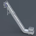 Industrial Inclined Conveyor System With Metal Structure And Hopper For Material Handling