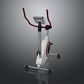 Modern Stationary Exercise Bike With White Frame Red Handlebar And Digital