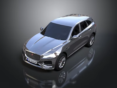 Silver Jaguar SUV With Modern Sleek Body And Alloy Wheels Design 3d model