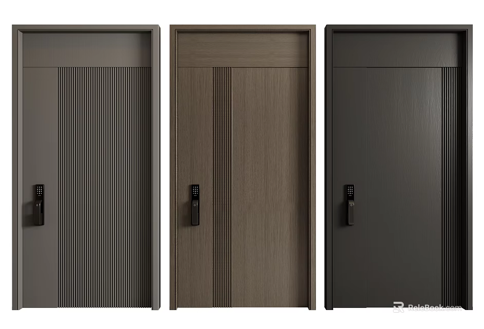 Modern Security Doors with Different Colors Textured Panels and Secure Locks 3d model 