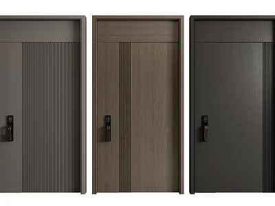 Modern Security Doors with Different Colors Textured Panels and Secure Locks 3d model