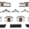 Traditional Chinese Architectural Components Featuring Wooden Doors Curved Eaves And Roof Styles