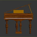 Wooden Upright Piano With Open Lid Golden Interior And Black White Keys For Home Decor
