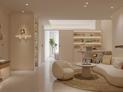 Cozy SPA Space With Comfortable Seating And Greenery 3d model