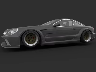 Gray Two Door Sports Car With Wide Body And Large Alloy Wheels 3d model