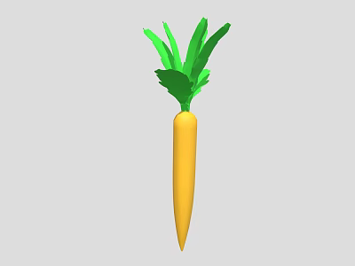 Fresh Organic Healthy Carrot Vegetable With Yellow Root And Green Leaves 3d model