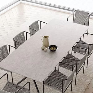 Modern outdoor dining table and chair combination 3d model