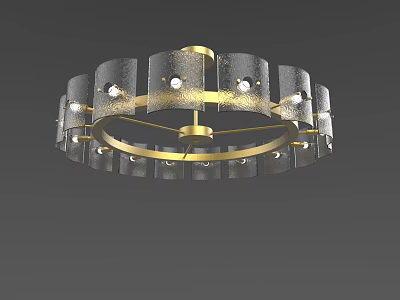 Modern Chandelier With Gray Shades And Gold Frame For Interior Decor 3d model