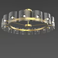 Modern Chandelier With Gray Shades And Gold Frame For Interior Decor