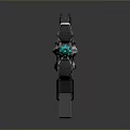 Futuristic Silver White Weapon With Metallic Mechanical Structure And Sci Fi Green Accent Design