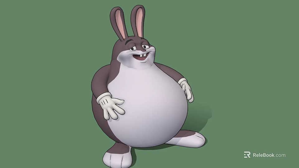 Chubby Cartoon Rabbit Game Movie Character With Large Ears White Belly And Gloves 3d model 