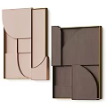 Modern Geometric Wall Decor with Light Pink Dark Brown Panels and Gold Frames 3d model