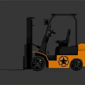 Orange And Black Industrial Forklift With Cab And Sturdy Forks Design