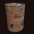 Rusty Old Metal Barrel With Rust Stains And Black Marks Isolated On Dark Background