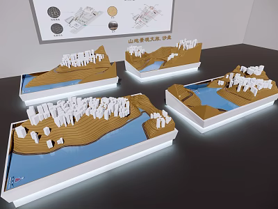 Commercial Equipment Sand Table Models With Landscape Cityscape And Illuminated Base 3d model