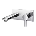 Modern Chrome Wall Mounted Faucet with Sleek Spout and Round Handle Design