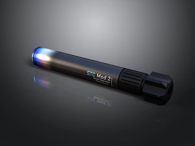 STC Mod 2 Cylindrical Device With Blue Light And Black Exterior Design 3d model