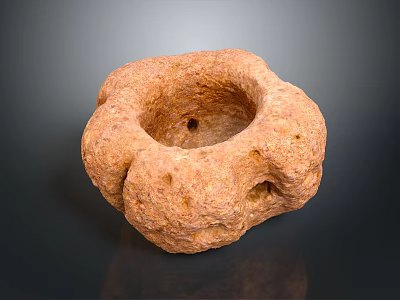 Handcrafted Stone and Wood Decorative Bowl with Natural Texture and Irregular Shape 3d model